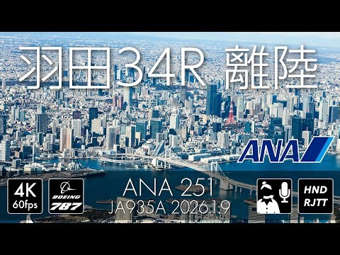[たくあんラストフライト日] 圧倒的関東平野 ANA251便 福岡空港行き 羽田空港離陸 [JA935A] #takeoff #ディズニーランド