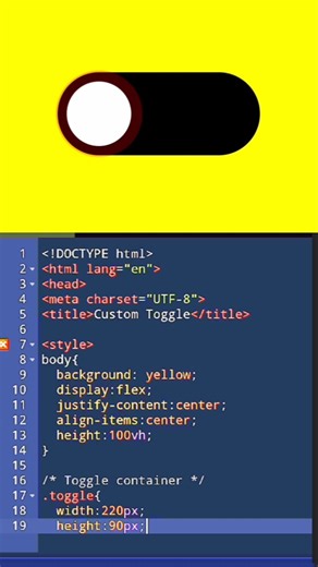 HTML toggle button 🔘 || #Coding #WebDevelopment #Shorts