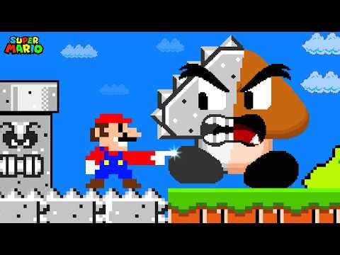 Super Mario Bros. But Everything Mario Touches Turns Into THWOMPS!