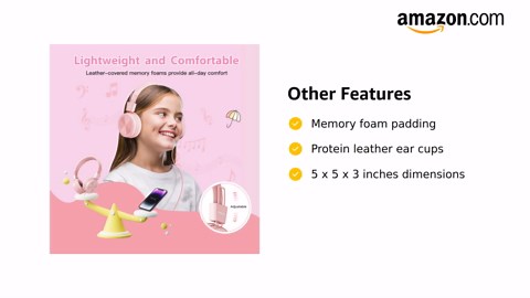 Cowyawn USB Type C Kids Headphones for School, 94dB Volume Limited, Kid Headphones with Usb C Cord, HD Stereo Sound,Foldable Lightweight On-Ear Wired Headphones for Kids/Children/Teens/Boys,Light Pink
