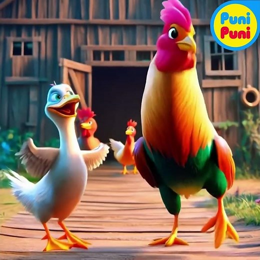 El Gallo y la pata cantan en la granja 🦆🐓 Canción infantil para niños 🦆🐓 #PuniPuni #niños #infantil