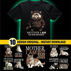 Grumpy Cat Digital Print, Hoodie Cat Art, Funny Cat Meme, Mother I Am Skin and Bones, Cat Lover Gift, Instant Download, Wall Art Digital - Etsy