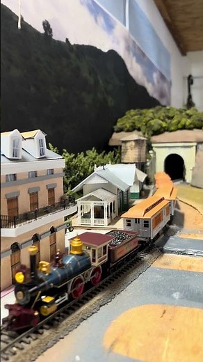 Bachmann 4-4-0 old time American DCC pulling Overton passenger cars. #hoscale #modeltrains