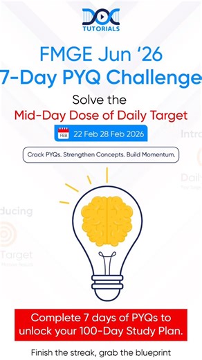 Consistency is the key 🔑 — Daily Target Test today on Doctutorials! Practice more, score more #fmge