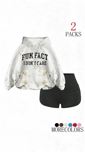 Women's Fall Winter Hooded Drawstring Sweatshirt Set, Casual Loose-Fit Letter Print, Warm Pocket Design, 2 Piece for Daily Wear