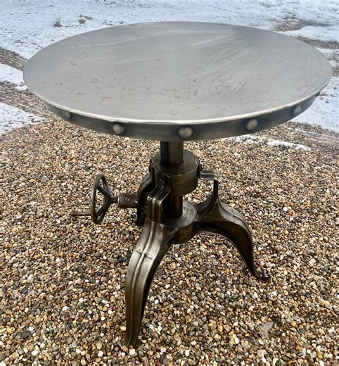 Industrial Steel Table With Hand Crank Wheel Steampunk Adjustable *shipping is NOT Included. Ask Us for Cost to Ship.* - Etsy