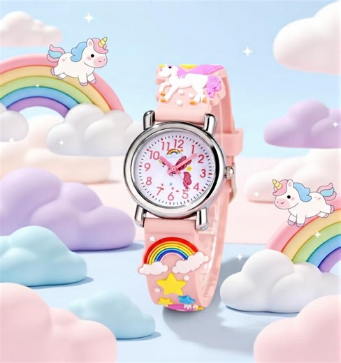Pink Unicorn Children's Watch - 3D Silicone Educational Watch for Girls - Rainbow Birthday Gift, Kawaii Style - Etsy