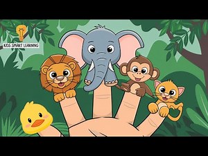 Animal Finger Family Song | Learn Duck, Lion, Elephant, Monkey & Kitten | Kids Smart Learning