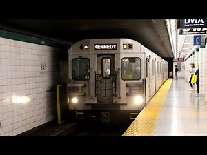 TTC Toronto Subway : Kennedy Bound Bombardier T1 Line 2 Train @ Bay Station