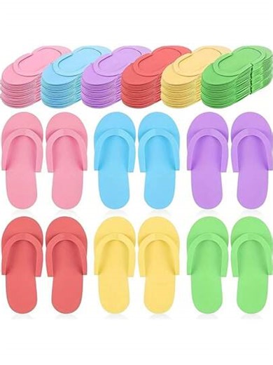 12pairs Disposable Slippers, Ladies Salon Manicure Spa Pedicure Flip-Flops Pedicure Shoes, Widely Used In Nail Salons, Beauty Salons, Spa Areas, Hotel Shower Rooms, Saunas, Pedicure Massage Places, Beaches And Many Other Places,Shoes And Boots Accessories,Shoe,Spring Summer Picks,Brides Maid Gifts,Room,Bedroom Decor,Beach,Travel,For Men,For Women,Vacation,Cute Stuff | SHEIN