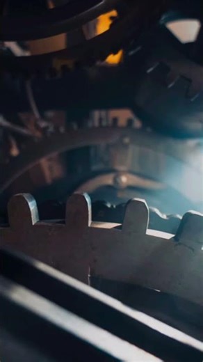 Mechanical tower clock mechanism in operation