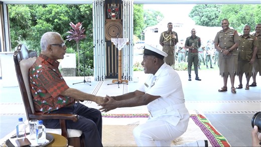 Video highlights of the members of the Republic of Fiji Military Forces (RFMF) gathered at State House to celebrate the 71st birthday of the President of the Republic of Fiji and Commander-in-Chief, His Excellency Ratu Naiqama Lalabalavu. 23 December, 2024 #peoplescoalition #FijiGovernment #FijiNews | Fiji Government