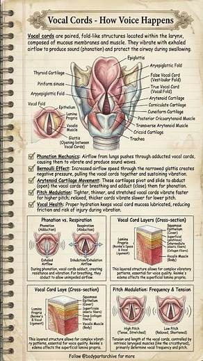 How Voice Happens: Vocal Cord Anatomy Explained 🗣️🔬 #biology #anatomy #humanbody #facts #science