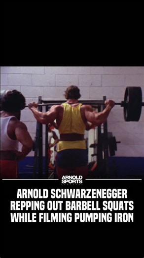 Arnold hitting his reps on barbell squats during filming for Pumping Iron 💪 🎟️ Click the link in our bio for tickets, the official Arnold Sports app, and the full event floor plan! 🇺🇸 | Arnold Sports Festival