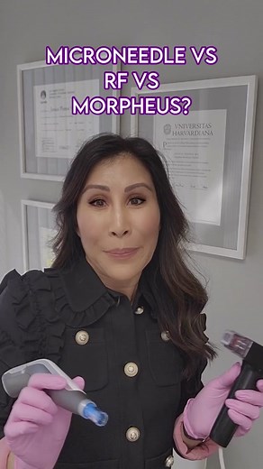 MICRONEEDLING VS. RF VS. MORPHEUS? Dr. Jessica Wu explains the difference between these devices. #microneedling #RF #radiofrequency #morpheus #morpheus8 #exilis #collagen #skintightening #skinfirming #skin #dermtips #acnescars #pores