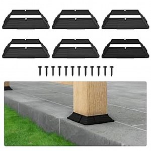 6 Pack 4 x 4 (3.5 inch x 3.5 inch) Vinyl Post Skirt Post Base Cover Column Wraps for Wood Hand Stair Rails and Porch Deck Post Base Black Post Trim