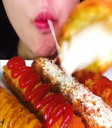 Asmr de comida coreana crujiente 🥓🥓🥓🥓 #amsr #masr #asmrcomida