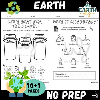 Earth Day Worksheets & Activities: Recycling, Ocean Clean-up & No Prep Science