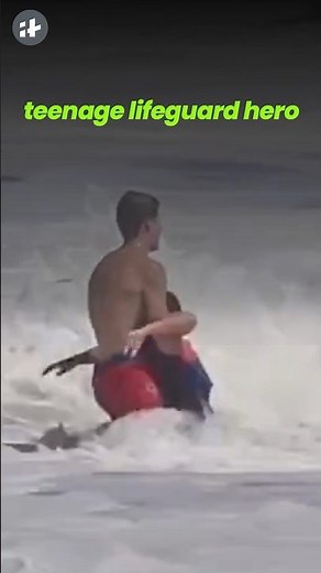 teen lifeguard risks his life to save child from powerful waves #shorts