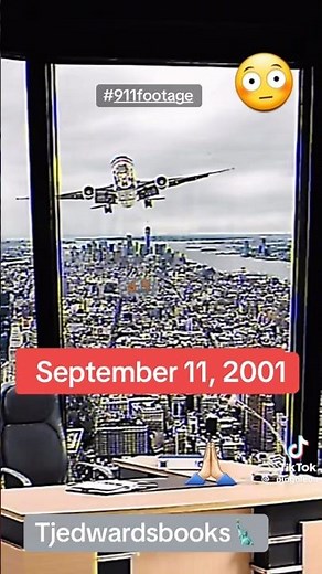 Raw video footage of the 9/11 plane crash from the tower angle hashtag September 11