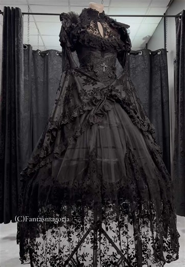 Gothic Wedding Dress: Nocturnal Blossom Maxi & Royal Elegy Corset
