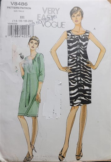 Vogue V8486 Sewing Pattern Dress Sizes 14–20 2008 VERY EASY UNCUT - Etsy