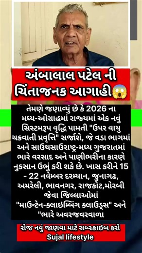 અંબાલાલ પટેલ ની ચિંતાજનક આગાહી....!!!