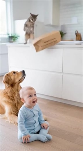 Cat Causes FLOUR EXPLOSION ​#catfail #flourexplosion #babyanddog #funnyanimals #cattok #wholesome #babygiggles #epicfail #goldenretriever | Daily Viral Vidz