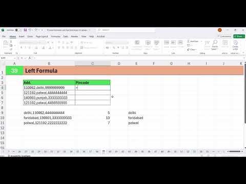 LEFT FORMULA IN EXCEL