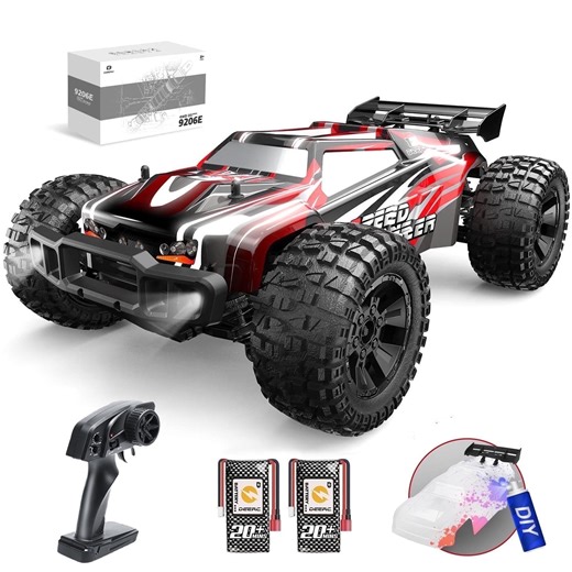 DEERC 9206E 1:10 Scale RC Cars,48 KM/H Hobby Grade High Speed Remote Control Car for Adults Boys,All Terrain 4WD 2.4GHz RC Monster Truck with 2 Battery for 40 Min Play