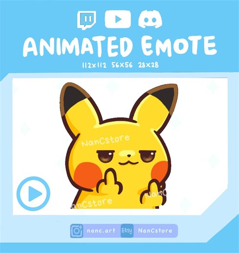 Mittelfinger Pikachu Animiertes Emote | Twitch Discord | Lustiges Abspiegeln Emoji für freche, spielerische Streams-Chats - Etsy.de