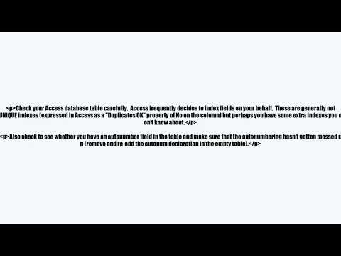 MS Access 2007 Duplicate values (key violation error) and have eliminated duplicate values