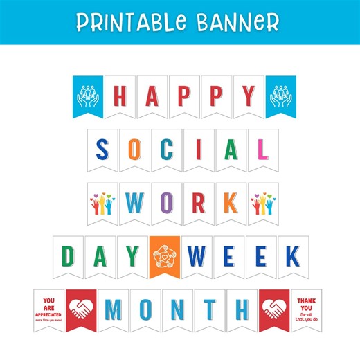 Social Work Week Banner Printable, Social Worker Month Appreciation Decoration (PNG PDF Instant Download) - Etsy UK