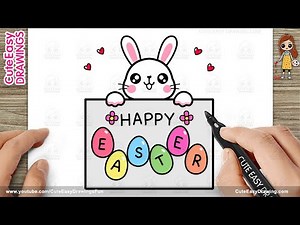 How to Draw a Cute Happy Easter Greeting Card | Step by Step Easy for Kids