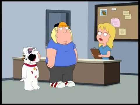 FAMILY GUY Chris slams Brian with a chair