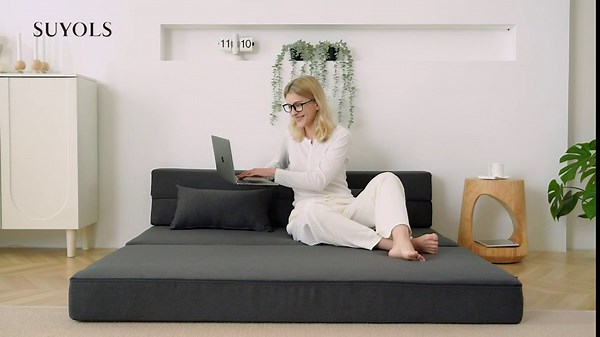 Folding Sofa Bed with Pillow- Convertible Chair Floor Couch & Sleeping Mattress, Foldable Memory Foam Sleeper for Living Room/Dorm/Guest Room/Home Office/Apartment/Loft, Single28,Navy Blue