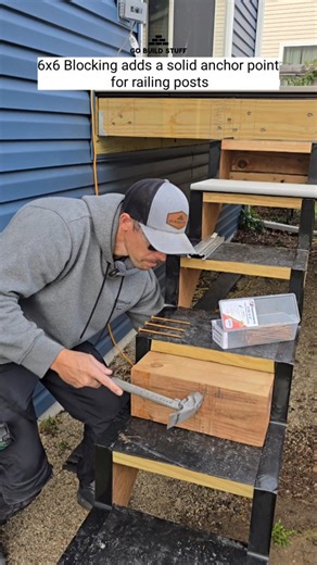 M Sam Irwin on Instagram: "Adding 6x6 Blocking so the railings posts have a solid anchor point #decks #railings #post #blocking @u2fasteners"
