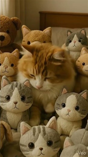 Caught in the Cuddle Trap: Cat vs Plush Army! #cat #catshorts #funny