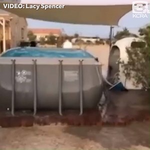 EARTHQUAKE: Water splashes out of a pool as a 7.1 magnitude earthquake hits the Ridgecrest area in Southern California. Get the latest on the quake at https://bit.ly/32bwZH6 | KCRA 3
