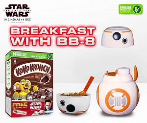 Get ready for a galactic adventure. But first, breakfast! Purchase $25 of any Nestlé Breakfast Cereals products at our roadshows to redeem an exclusive ‘STAR WARS: THE LAST JEDI’ BB-8 Cereal-Milk container. Find out more at: bit.ly/2hB0uwe Terms & Conditions: bit.ly/BB-8-TCs Catch ‘STAR WARS: THE LAST JEDI’ in cinemas 14 December. | Nestlé Breakfast Cereals Singapore