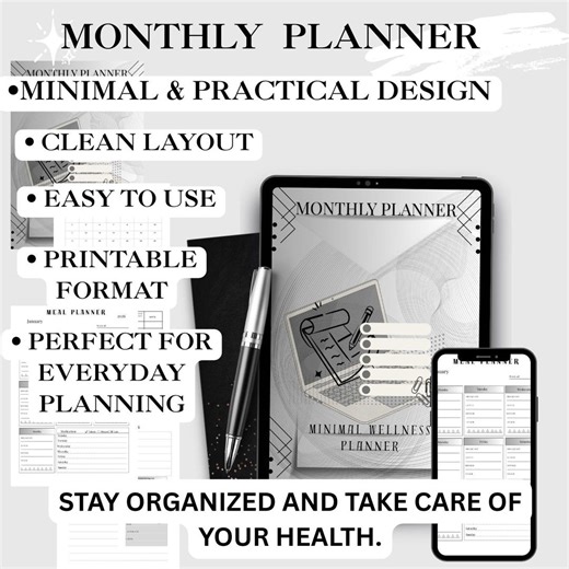 Printable Meal Planner | Weekly Meal Planner PDF | Minimal Food Planner | Healthy Eating Planner | Meal Prep Planner | Medication Tracker - Etsy