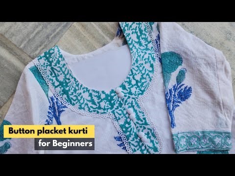 SIMPLE button placket kurti neck || kurti front neck design with lace