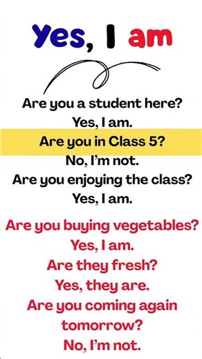 Conversation questions। Spoken English | Yes, I am #spokenenglish
