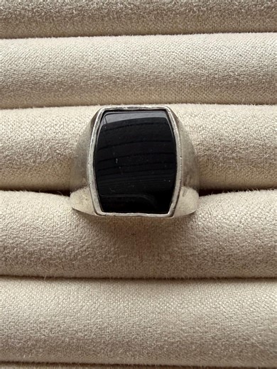 Vintage Black Onyx Sterling Silver Signet Ring 13g - Etsy