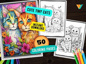 Cute Tiny Cat Coloring 50 Pages, Printable PDF Digital Download, Cat Coloring Pages, Kitten Coloring Book, Instant Download, Activity Book - Etsy Canada