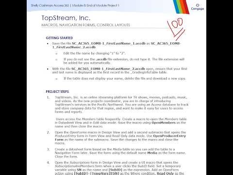 Shelly Cashman Access 365 | Module 8: End of Module Project 1