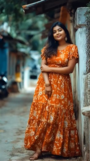 ✨🌸 Stunning Rust Dress – Floral Print Ethnic Fusion Grace For Ethnic Style Lovers | #DesiSarees