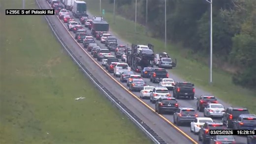 Crash, construction cause backups on I-295 South before Dames Point Bridge during afternoon rush