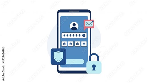 Two factor authentication animation for enhancing account protection. Suitable for cybersecurity concepts and technology.