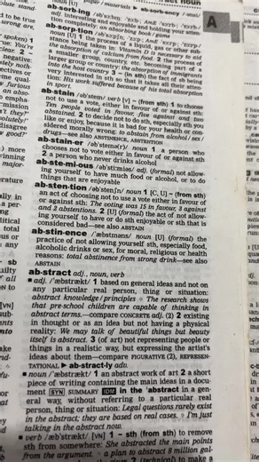 Day 927 : Abstention #learnenglish #dictionary #meaning #booktok #book